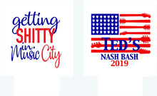 Load image into Gallery viewer, American Flag Beverage Huggers. Monogram Bachelorette Party Favors. Personalized Fourth of July Coolies.