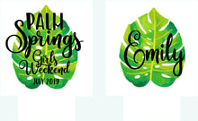 Load image into Gallery viewer, Palm Leaf Party Huggers. Tropical Wedding or Bachelorette Party Favors. Girl's Weekend Family Vacation Beach Favors.