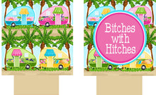 Load image into Gallery viewer, Glamping Party Huggers. Happy Camper Party Favors. Girls weekend coolies. Camper Girls Trip Favors. Personalized Camping Huggers!