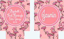 Load image into Gallery viewer, Pink Flamingo Huggers. Birthday or Girls Weekend Coolies. Monogram Bachelorette or Birthday Party Favors. Flamingle Party Favors!