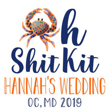 Load image into Gallery viewer, Crab Beach Bachelorette or Birthday Hangover Bags. Beach Party Oh Shit Kits! Mini Beach Tote Bag. Custom EMPTY Beach Birthday Party bag.