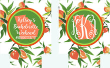Load image into Gallery viewer, Savannah Party Huggers. Savannah Bachelorette or Birthday Peach Party Favors. Personalized Atlanta Party Favors. Savannah Girls weekend!