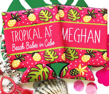 Load image into Gallery viewer, Pineapple and Palm Party Huggers. Tropical Bachelorette Party Favors. Girl's Weekend or Family Vacation Beach Favors. Beach Bachelorette.