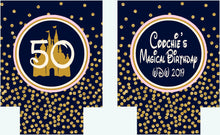 Load image into Gallery viewer, Gold and Navy Polka Dot Huggers. Orlando Bachelorette or Birthday Huggers. Personalized Navy and Blush Bachelorette Party Favors.