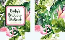 Load image into Gallery viewer, Flamingle Beverage Huggers. Flamingo Party Favors. Custom Flamingo Birthday or Bachelorette Party Favors. Flamingle Party Favors!