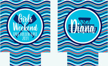Load image into Gallery viewer, Lake Vacation Huggers. Personalized Nautical Bachelorette or Birthday Coolies. Lake House Coolies. Nautical Wedding Shower Huggers!