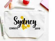 Load image into Gallery viewer, Cheer Personalized Make Up bag. Custom Cheerleading bag. Personalized Cheer Make up Bag. Personalized Cheer Team Gift! Cheerleading Gift.