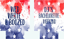 Load image into Gallery viewer, USA Party Huggers. Red White and Blue Party Favors! USA Bachelor Party Gifts. America Birthday Party Favors. Bachelorette Weekend Huggers.