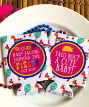 Load image into Gallery viewer, Fiesta Party Can Huggers. Bachelorette Fiesta Favors. Mexican Vacation Favors. Pinata Birthday Party Fiesta Can Coolers! Final Fiesta Favors