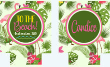 Load image into Gallery viewer, Flamingle Beverage Huggers. Beach Party Favors. Custom Tropical Birthday or Bachelorette Party Favors. Beach Party Favors!