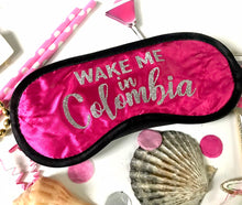 Load image into Gallery viewer, Glitter Columbia Sleep Mask! Great Bachelorette or Birthday party FAVORS. Perfect addition to the hangover bags!