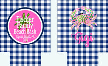 Load image into Gallery viewer, Gingham Party Huggers. Personalized Beach Bachelorette or Birthday Coolies.Florida Bachelorette Favors. Miami Party Huggers.