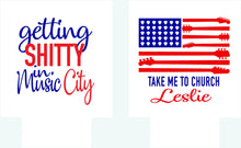 Load image into Gallery viewer, American Flag Beverage Huggers. Monogram Bachelorette Party Favors. Personalized Fourth of July Coolies.
