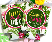 Load image into Gallery viewer, Tropical Flamingo Huggers. Tropical Bachelorette or Birthday Favors. Beach Party Huggers. Charleston, Miami, Cabo, Hawaii! Girls Weekend!