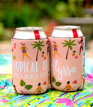 Load image into Gallery viewer, Girls on the Beach Party Huggers. Tropical Birthday or Bachelorette. Cabo,Hawaii,Florida Bachelorette or Birthday Favors. Girls Weekend too!