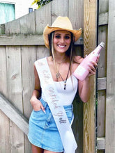 Load image into Gallery viewer, Cowboy Boot 4" double Satin Sash. Bachelorette Sash. Getting Hitched Austin. Nashville Party Satin Sash. Southern sash. Custom boot bride