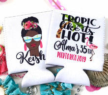 Load image into Gallery viewer, Tropic Beach Girl Party Huggers. Tropical Birthday or Bachelorette Party Favors. Girl's Weekend Family Vacation Beach Favors.