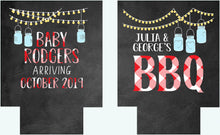 Load image into Gallery viewer, Baby Q Baby Shower Drink Insulators. BBQ Party favors. Baby Shower Favors. I do BBQ favors. Personalized Baby Q favors! Wedding Shower too!