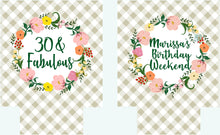 Load image into Gallery viewer, Floral Gingham Huggers. Personalized Bachelorette Favors. Birthday Party Favors. Gingham Party Favors. Monogrammed Bridesmaid Gifts.