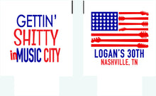 Load image into Gallery viewer, American Flag Beverage Huggers. Monogram Bachelorette Party Favors. Personalized Fourth of July Coolies.