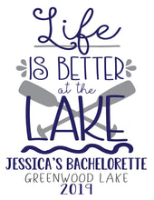 Load image into Gallery viewer, Lake Life Tote bag. River Bachelorette or Girls Weekend Tote Bag. Custom Lake Wedding Welcome Favor Bag. Girls Weekend Beach Bag!