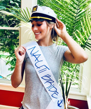 Load image into Gallery viewer, Nauti Bride 4" Sash. Glitter Nautical Wedding Sash. Bride to be Sash. Glitter Nauti Bride Sash. Nautical Bridal Shower Gift. Anchor Sash