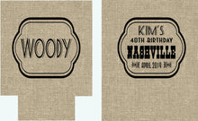 Load image into Gallery viewer, Burlap party favors. Guy's 21 30 40 50 Birthday Party! Burlap Bachelor Party Gifts. Nashville, Austin, Charleston Party Favors. NOLA!