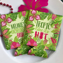 Load image into Gallery viewer, Bright Jungle Beverage Huggers. Tropical Party Favors. Custom Beach Birthday or Bachelorette Party Favors. Tropic like its Hot Party Favors!