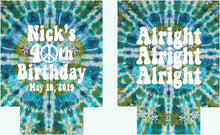 Load image into Gallery viewer, Tie Dye Party Huggers. Hippie 70's tie dye Birthday Party Huggers. Retro Birthday Coolies. 70's theme Party Favors