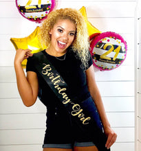 Load image into Gallery viewer, Birthday Girl Glitter 4" Satin Sash. Birthday Girl Sash. Rose Gold Sash. Glitter Birthday Sash. Glitter Birthday Girl. 21st Birthday Sash!