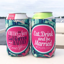 Load image into Gallery viewer, Palm Leaves Party Huggers. Tropical Wedding or Bachelorette Party Favors. Girl's Weekend Family Vacation Beach Favors.