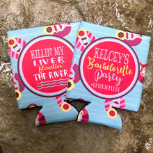 Load image into Gallery viewer, Float trip Personalized Huggers. Lake or River Party Favors. Float Trip Favors! Birthday or Bachelorette Tubing Party Favors!