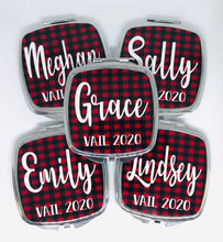 Load image into Gallery viewer, Plaid Party Personalized Makeup Mirror