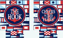 Load image into Gallery viewer, Nautical Signal Flag Huggers. Nautical Wedding Coolies! Personalized Boating Huggers. USA Party favors. Sailing Can coolers.