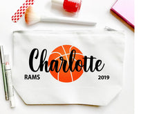 Load image into Gallery viewer, Basketball Personalized Make Up bag. Great Basketball Team Favors. Basketball Bag. Personalized Basketball Gift! Basketball Coach bag