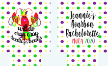 Load image into Gallery viewer, Nola Party Tote bag. Crawfish Party Favors! New Orleans Bachelorette or Girls Weekend Tote Bag. NOLA Party Favor Bag.