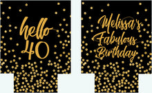 Load image into Gallery viewer, Polka Dot "Glitter" Huggers. Black and Gold Birthday Party Huggers. Glitter Look Bachelorette or Birthday Party Favors. 21st 30 40 50 Party!