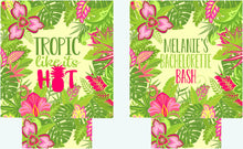 Load image into Gallery viewer, Bright Jungle Beverage Huggers. Tropical Party Favors. Custom Beach Birthday or Bachelorette Party Favors. Tropic like its Hot Party Favors!