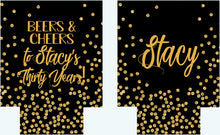 Load image into Gallery viewer, Polka Dot "Glitter" Huggers. Black and Gold Birthday Party Huggers. Glitter Look Bachelorette or Birthday Party Favors. 21st 30 40 50 Party!