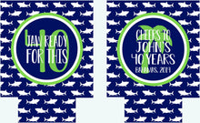 Load image into Gallery viewer, Shark Slim Can Party Huggers. Beach Vacation Favors! Beach Bachelorette Favors. Beach Birthday Favors. Beach Party!