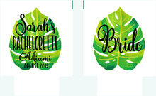Load image into Gallery viewer, Palm Leaf Party Huggers. Tropical Wedding or Bachelorette Party Favors. Girl's Weekend Family Vacation Beach Favors.