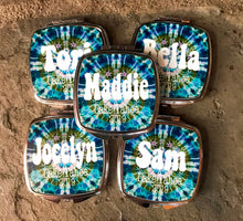 Load image into Gallery viewer, Tie Dye Party Bachelorette Gift | 70s Party Favor | Boho Party Favors| 70s theme Party Favors | Make up Mirror |Shit Kit Bags, Retro Party