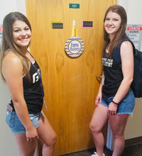 Load image into Gallery viewer, Gold Glitter Chevron Personalized Room Sign. Great on a dorm door! Monogram or Names.Triples or Quads too!