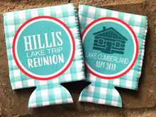 Load image into Gallery viewer, Gingham Camping Party Huggers. Bachelorette or Bachelor Camping Party Favors too! Glamping Party. Camping Birthday Favors!