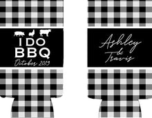 Load image into Gallery viewer, I DO BBQ Slim party huggers. Skinny can party favors. Personalized Wedding Shower Party Favors. Slim Can Floral bachelorette party!