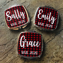 Load image into Gallery viewer, Plaid Party Personalized Makeup Mirror