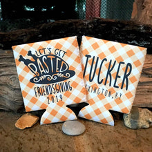 Load image into Gallery viewer, Friendsgiving Slim Party Huggers. Thanksgiving Party Favors. Turkey Party Favors! friendsgiving Party!