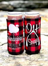 Load image into Gallery viewer, Friendsgiving Plaid Slim Party Huggers. Plaid Thanksgiving Party Favors. Turkey Party Favors! Friendsgiving Party! Plaid Skinny can favors!
