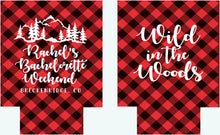 Load image into Gallery viewer, Red Flannel Party Huggers. Slim can Engagement or Shower! Plaid Bachelorette or Birthday Party Favors. Red plaid Wedding Party Favors! !
