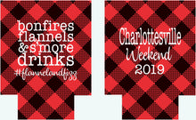 Load image into Gallery viewer, Flannel Party Huggers. Plaid Bachelorette or Birthday Party! Plaid Wedding Favors! Buffalo Plaid Flannel party favor. Glamping or Mountain!